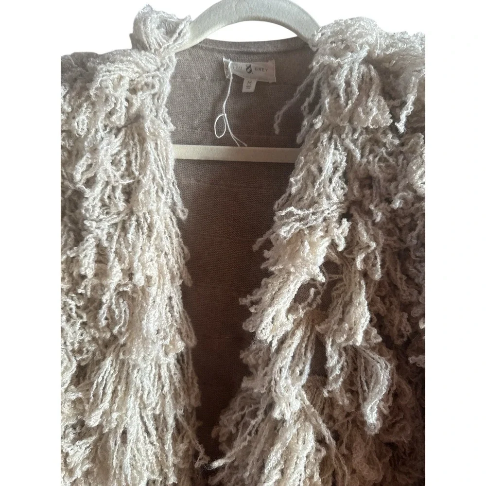 Lou & Grey Ivory Boho Wool Blend Shaggy Yarns Woman's Sz Medium Statement Jacket